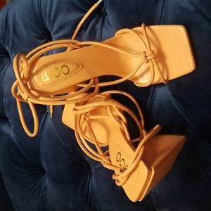 Lace up chunky heel sandals